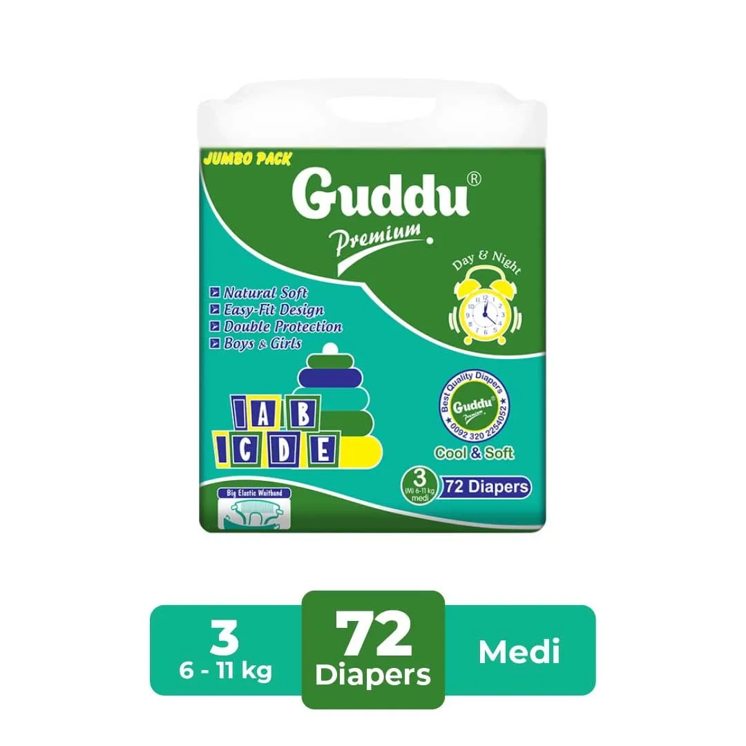 Guddu Baby Diapers 3 M 72 P