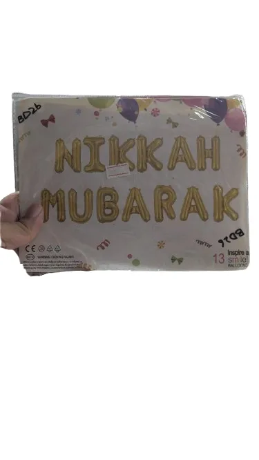 Birthday Celebration Nikkah Mubarak Foil Balloon Letters 13PCS