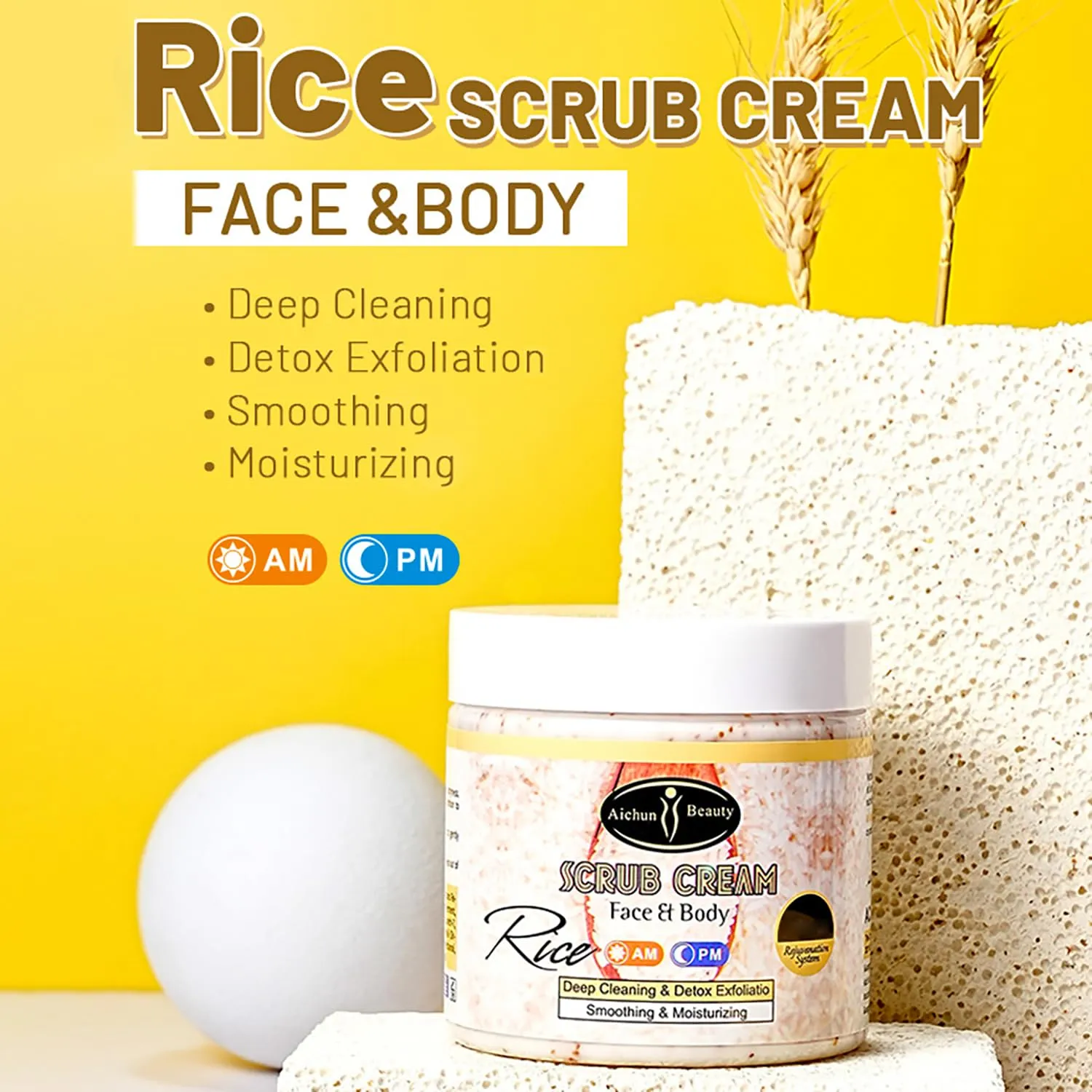 Aichun Beauty Scrub Cream Rice Face And Beauty AC 3211 200ML