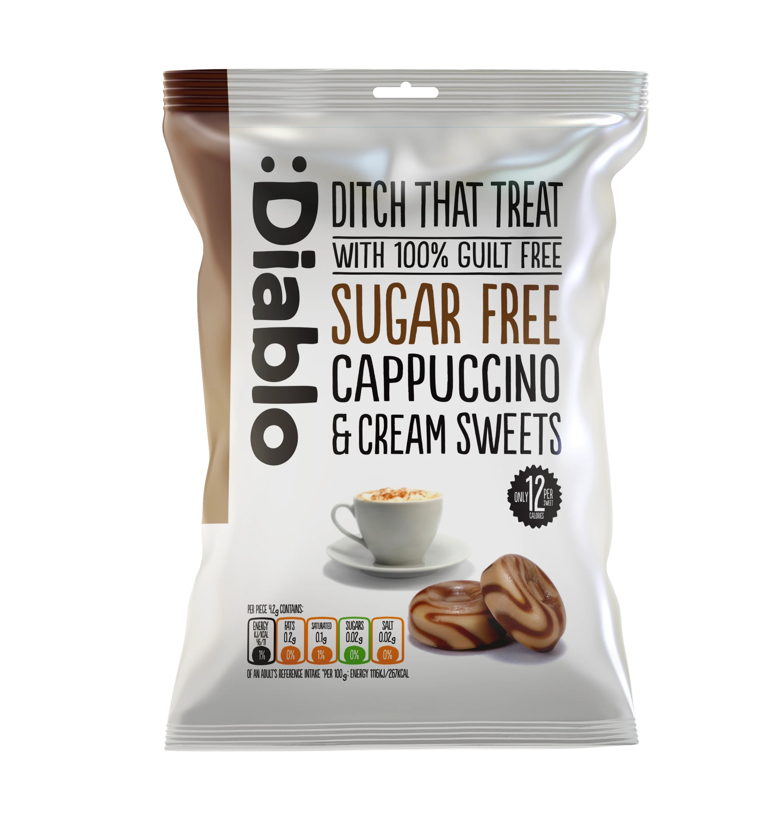 Diablo Sugar Free Cappuccino Cream Candy Pouch 75G