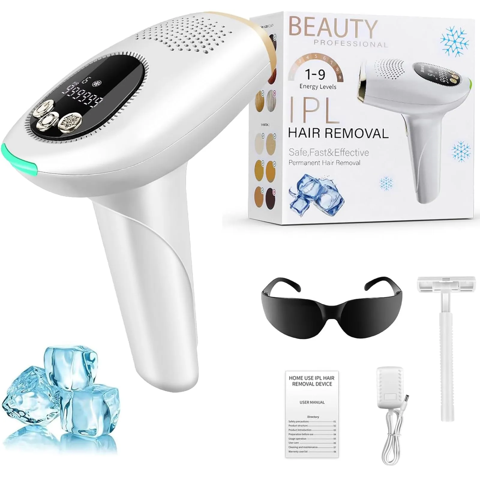 Ipl Hair Removal Laser Electric Machine 1-9 Energy Level