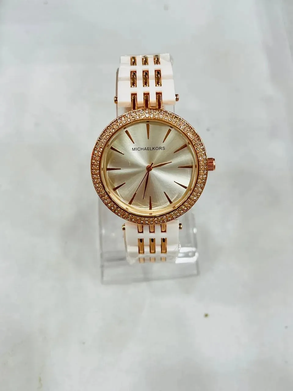 Unisex Watch Michaelkors Stone Chain With Artifical Diamonds Yellow Gold