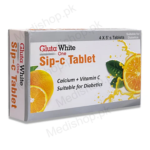 Gluta White Sip-C Tablet Vitamin C+Calcium 4*5 Tabs
