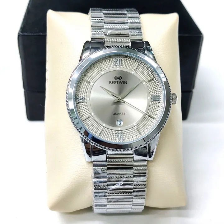 Gents Watch Bestwin BW232 Silver Chain Silver Dial