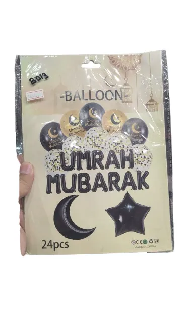 Birthday Celebration Balloons Foil Pack Umrah Mubarak 24PCS