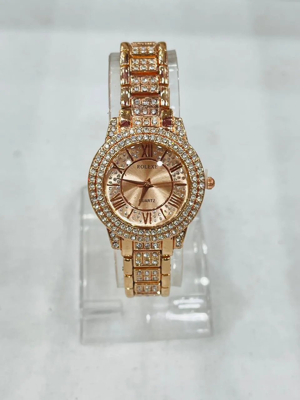 Ladies Watch BTL Chain Golden Artifical Diamonds