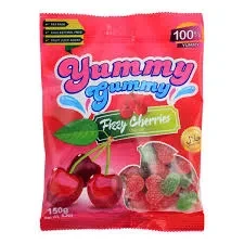 Yummy Gummy Jelly Pouch Fizzy Cherries 150G