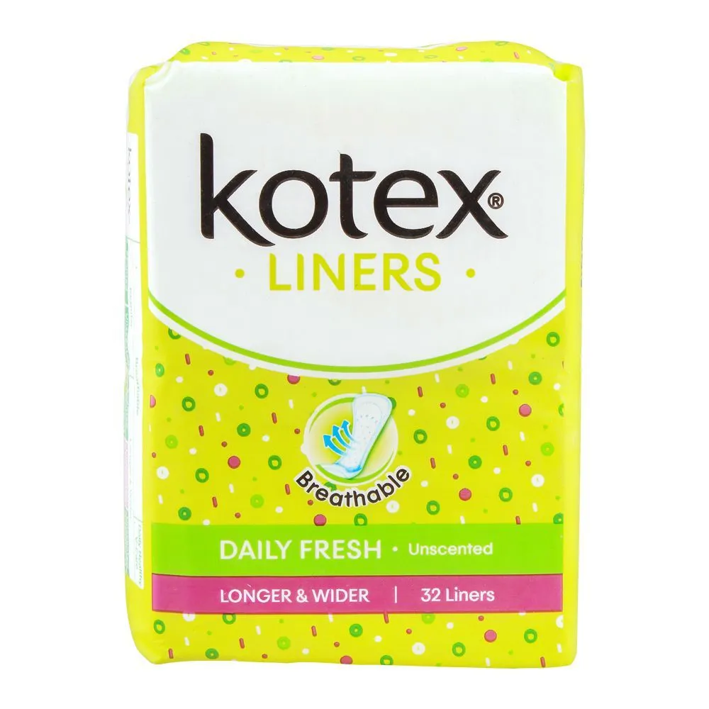 Kotex Ladies Pads Liners Daily Fresh Breathable Longer And Wider 32PCS
