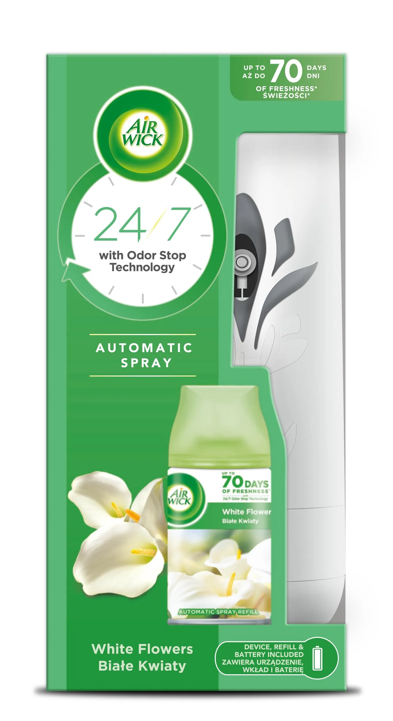 Air Wick Air Freshener Auto Machine With Refill White Flowers
