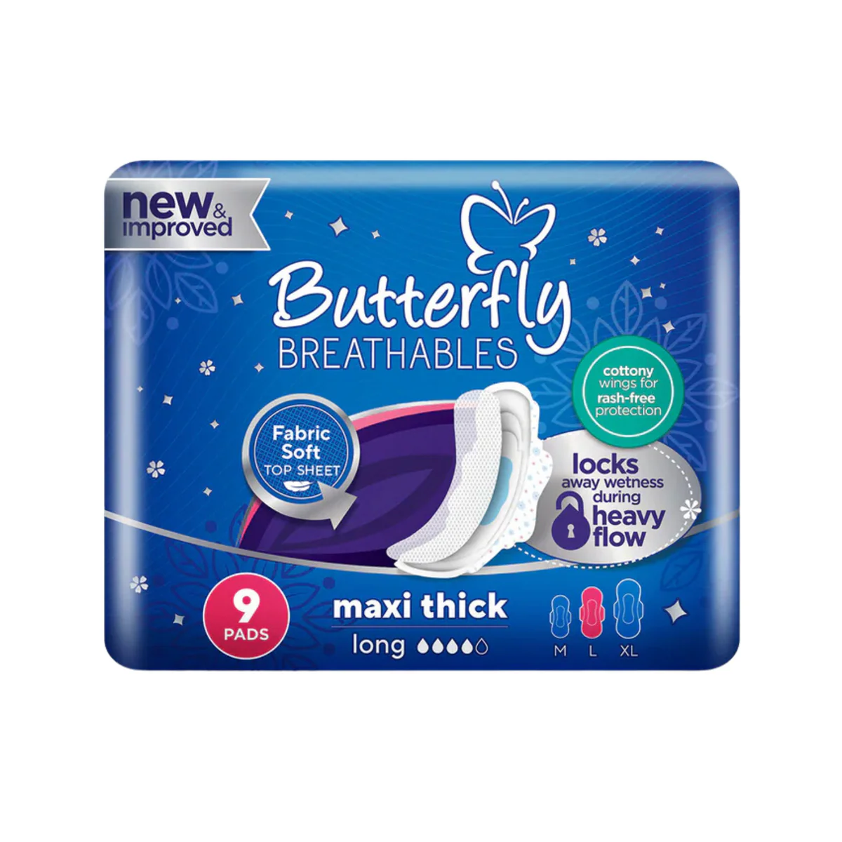 Butterfly Pads Maxi Thick L Breathables 9P
