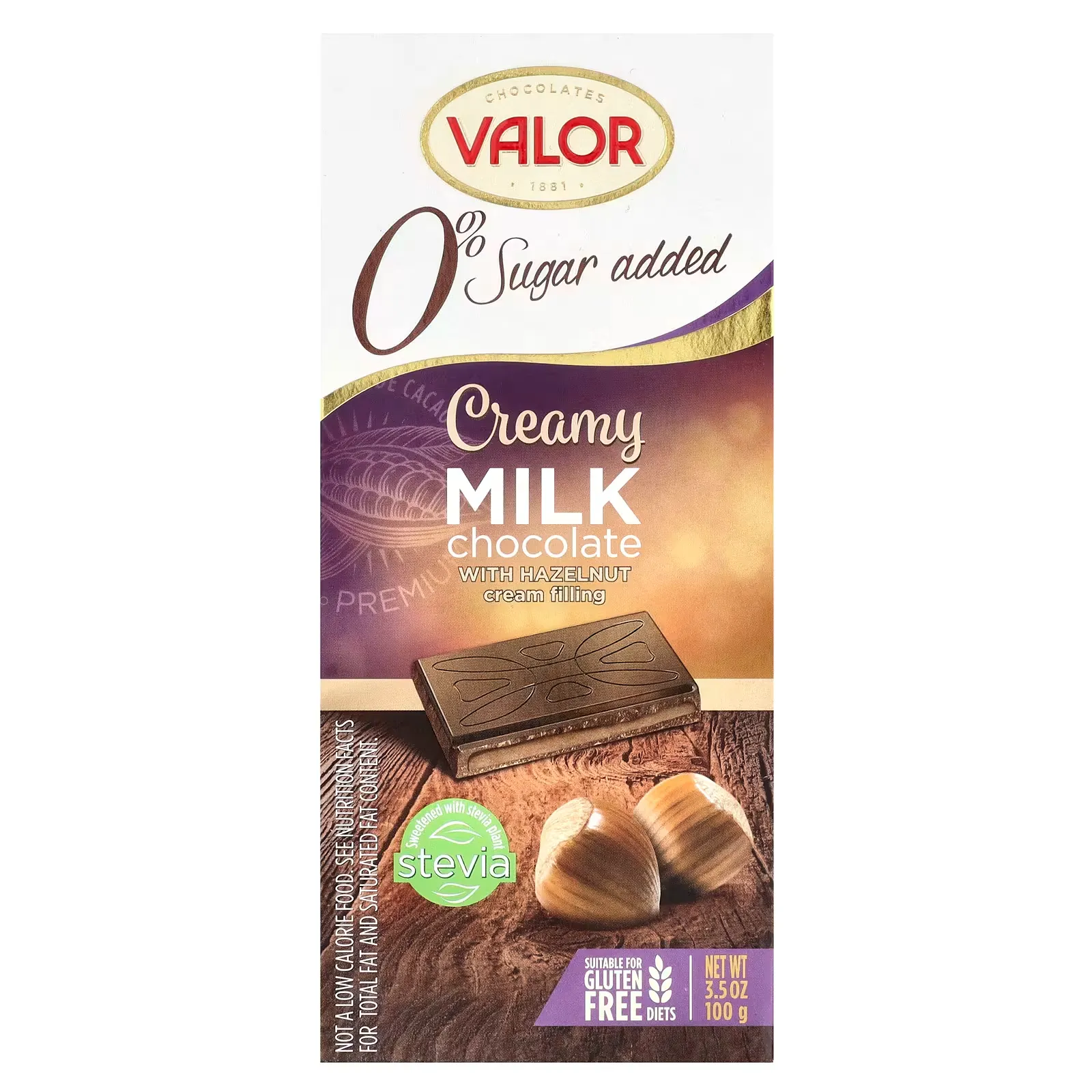 Valor Creamy Milk Chocolate with Hazelnuts Cream Filling 100G