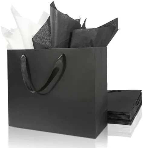 Gift Bag Gatha Paper Black Medium