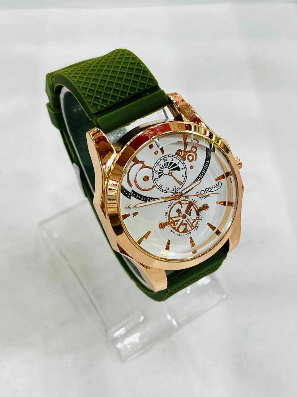 Gents Watch Forman Time Rubber Strips Round Dail