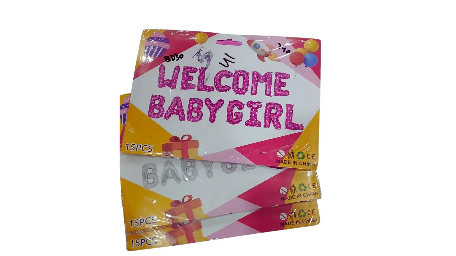Birthday Celebration Welcome Babygirl Foil Balloon Letters 15PCS Multi