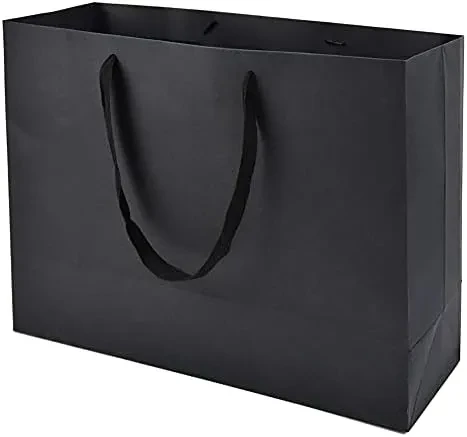 Gift Bag Gatha Paper Black Large