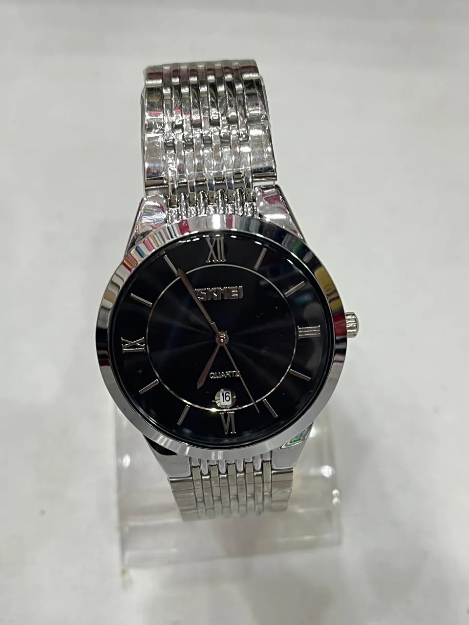 Gents Watch Skmei 9139 Silver Chain Black Dial