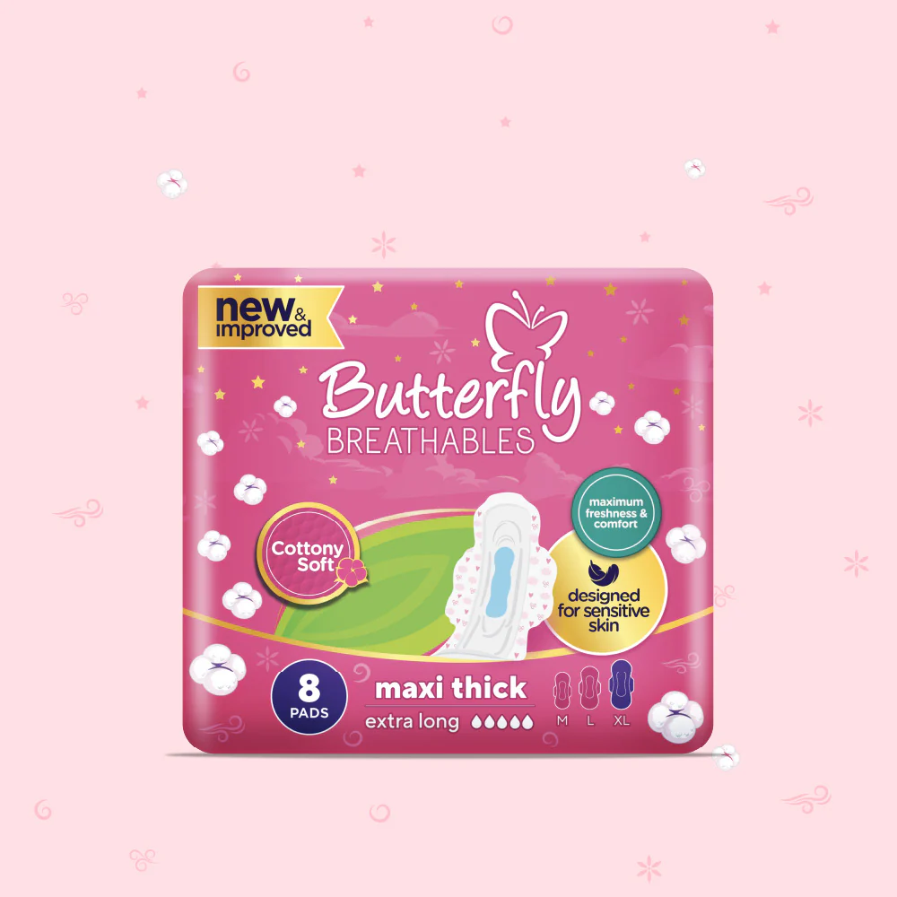 Butterfly Pads Maxi Thick L Breathables 30PC Pink