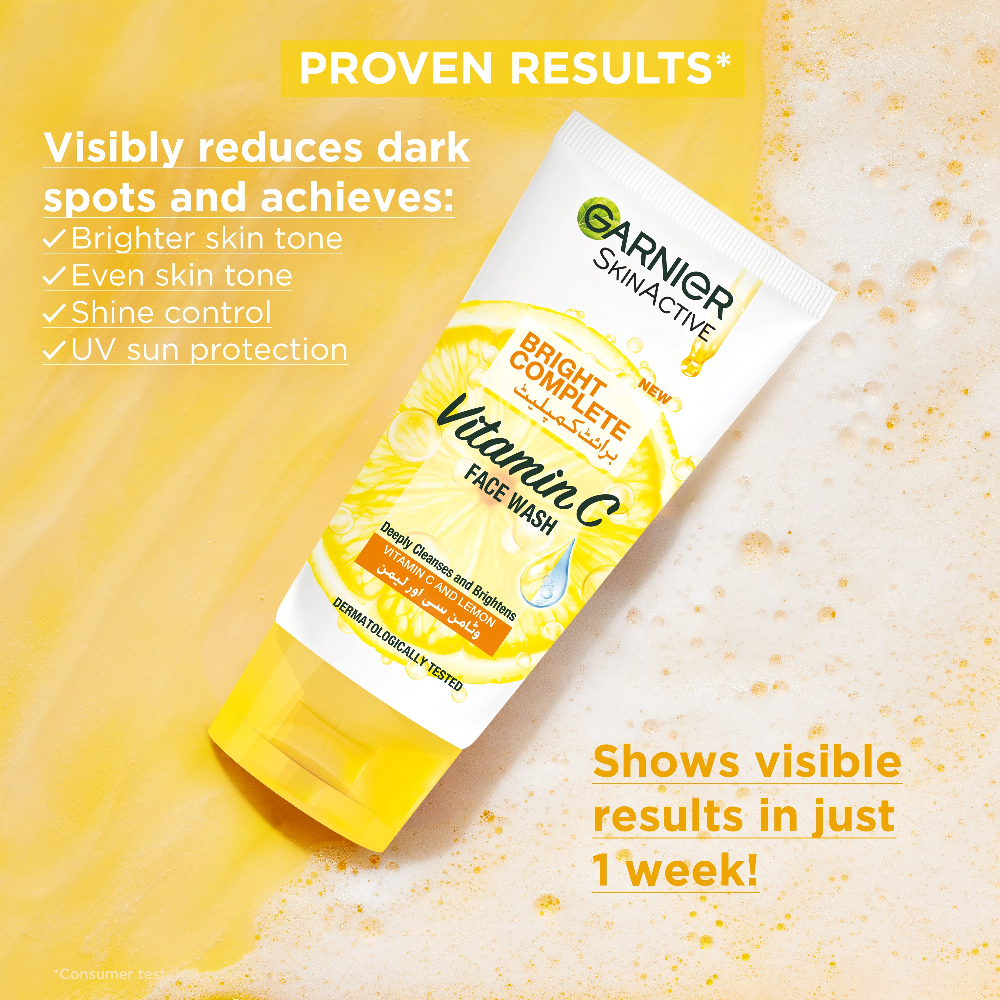 Garnier Face Wash Bright Complete 6In1 100ML PK