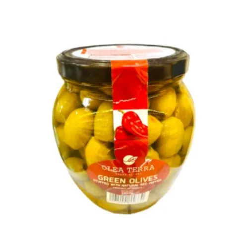 Olea Terra Green Olives Stuffed With Natural Red Pepper 570G
