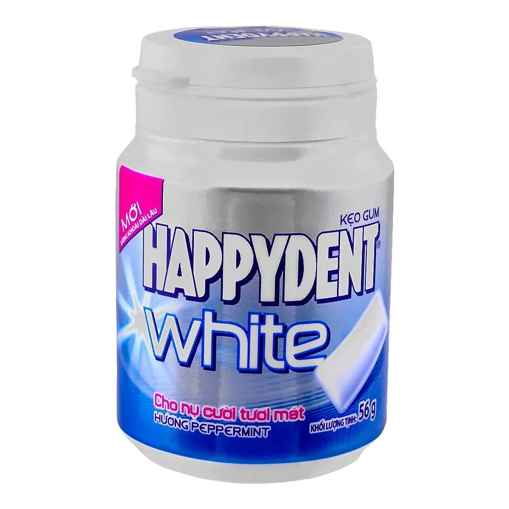 Happydent Gum Jar White Peppermint 56G