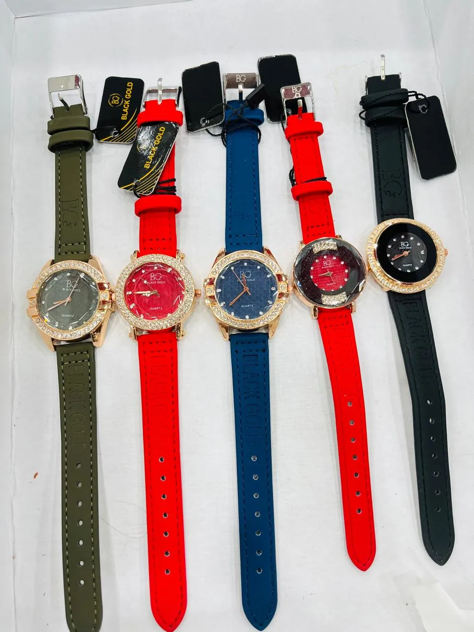 Ladies Watch Black Gold Leather Strip