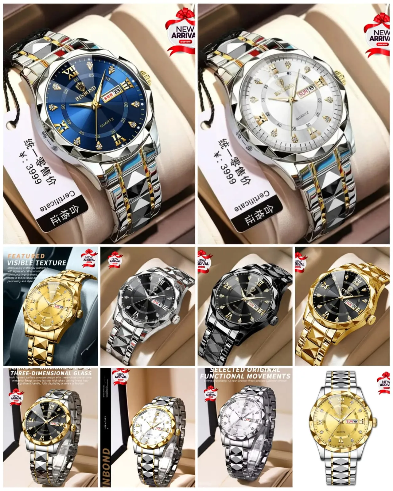 Gents Watch Binbond Mix Color Chain And Dial