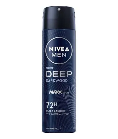Nivea Deodorant Body Spray Men Deep Darkwood Black 150ML
