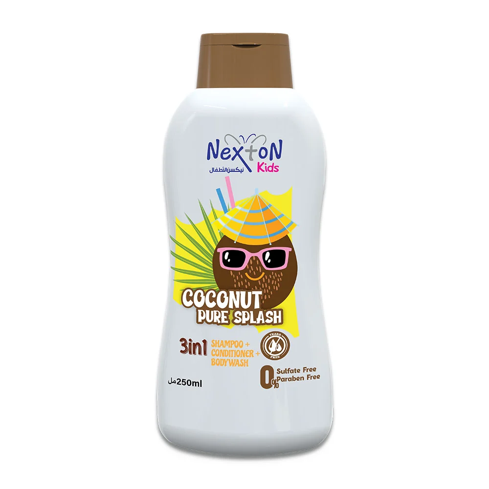 Nexton Kids 3in1 Shampoo Conditioner Body Wash Coconut Pure Splash 250ML