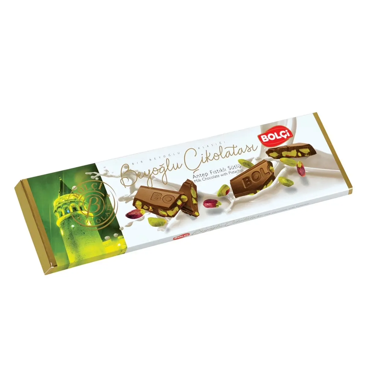 Bolci Dubai Milk Chocolate Bar with Pistachio Filling 200G