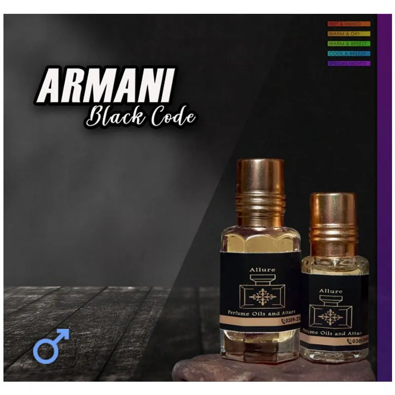 Concentrated Perfume Oil (Attar) Black Code French Giorgio Armani Charabot 6ml