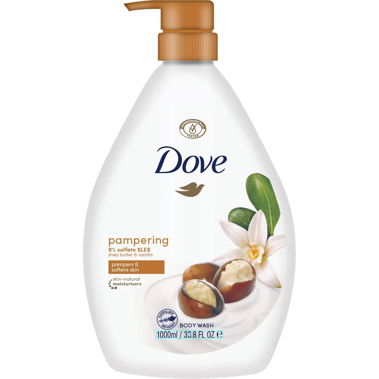 Dove Shower Gel Body Wash Pampering Shea Butter And Vanilla Scent 1L