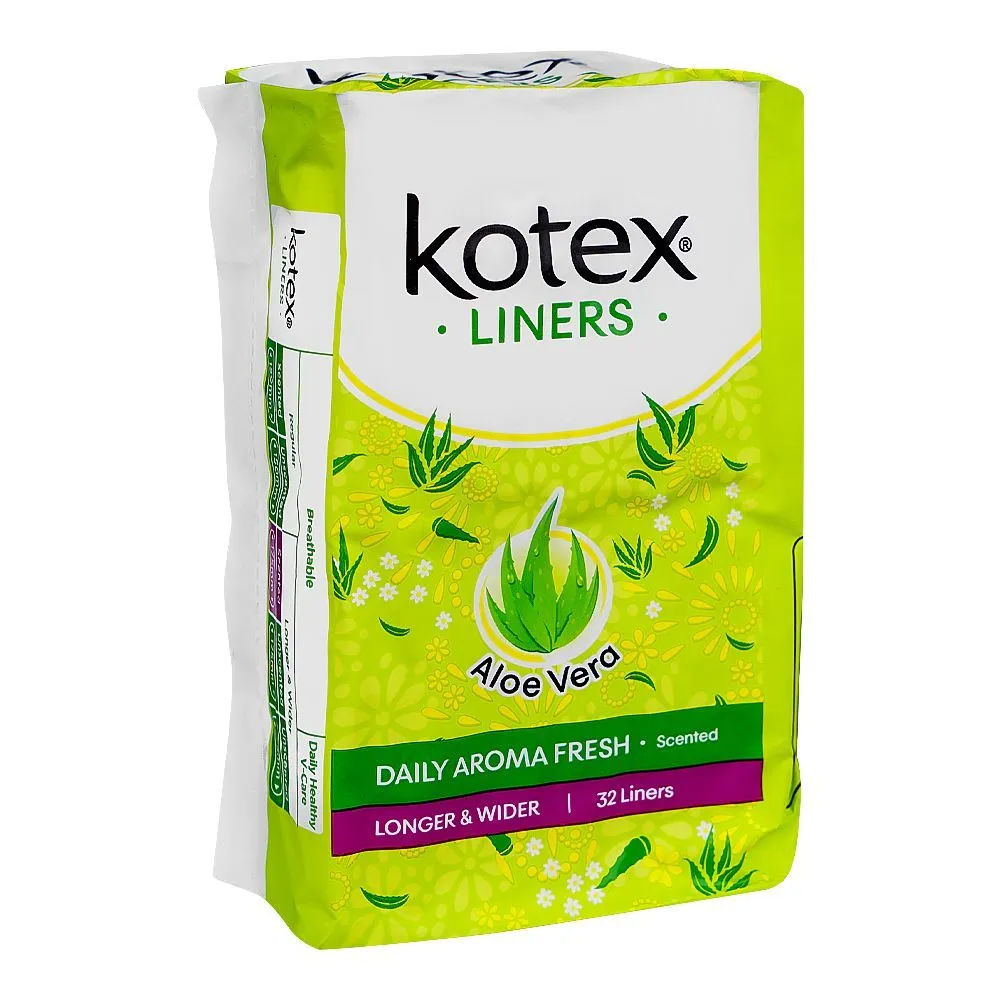 Kotex Ladies Pads Liners Daily Aroma Fresh Aloe Vera Longer And Wider 32PCS
