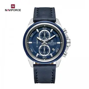 Gents Watch NaviForce Leather Strip Blue Dial 8075