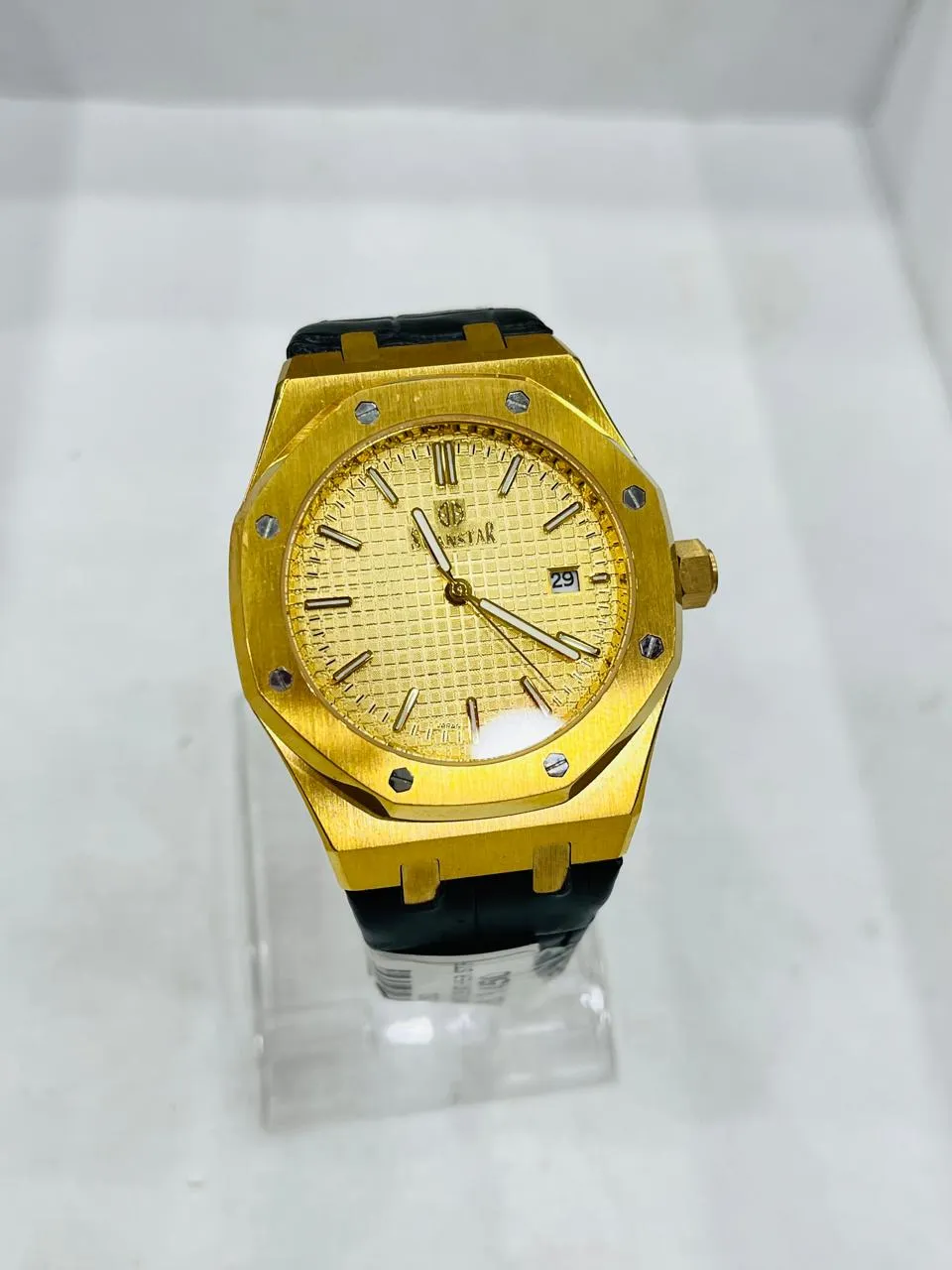 Gents Watch Swanstar S1885G Leather Strip Golden Dial