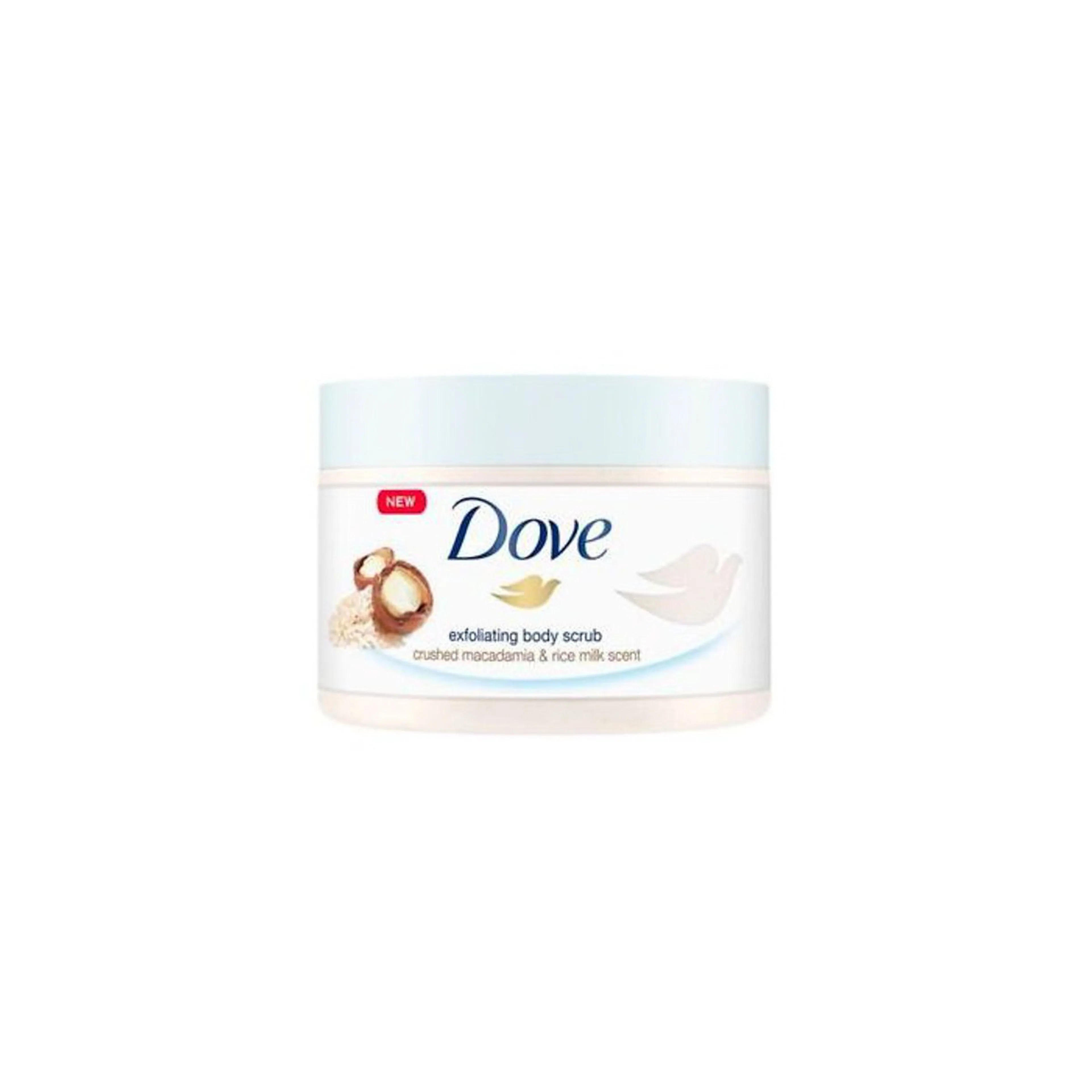 Dove Body Scrub Exfoliating Jar Crushed Macadamia And Rice Milk Scent 225ML