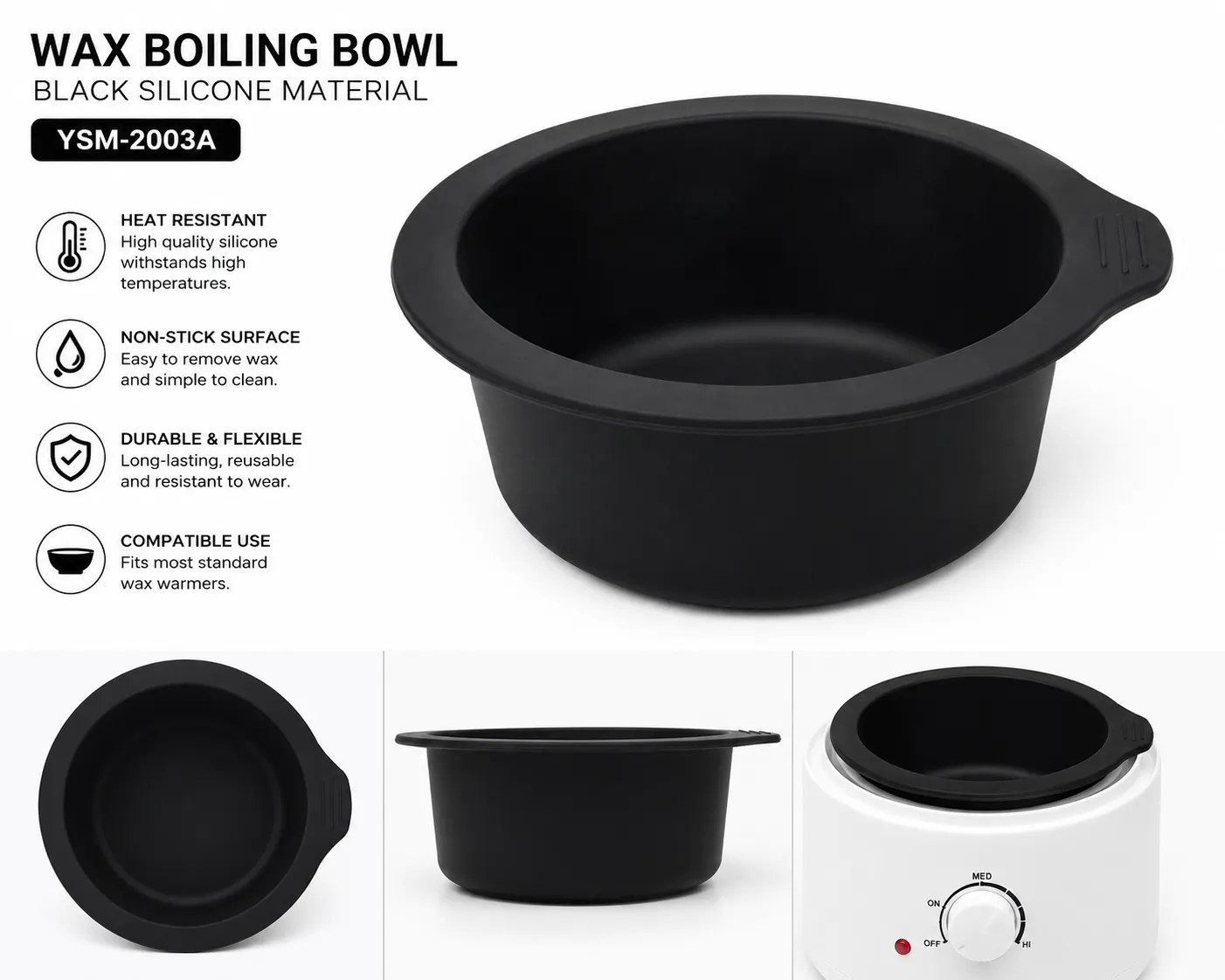 Wax Boiling Bowl Black SIlicon Material YSM-2003A