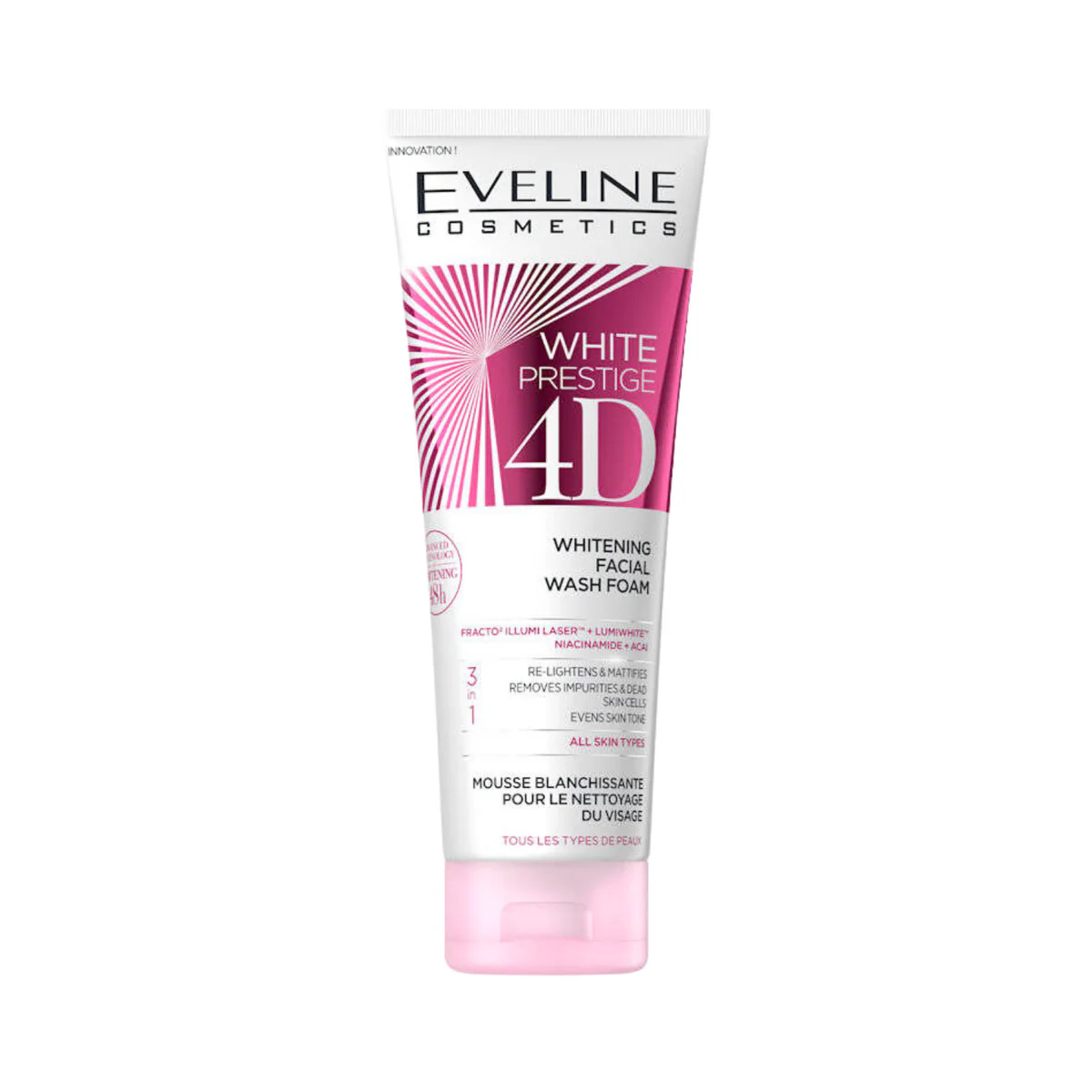 Eveline Facial Wash Foam 4D White Prestige 100ML