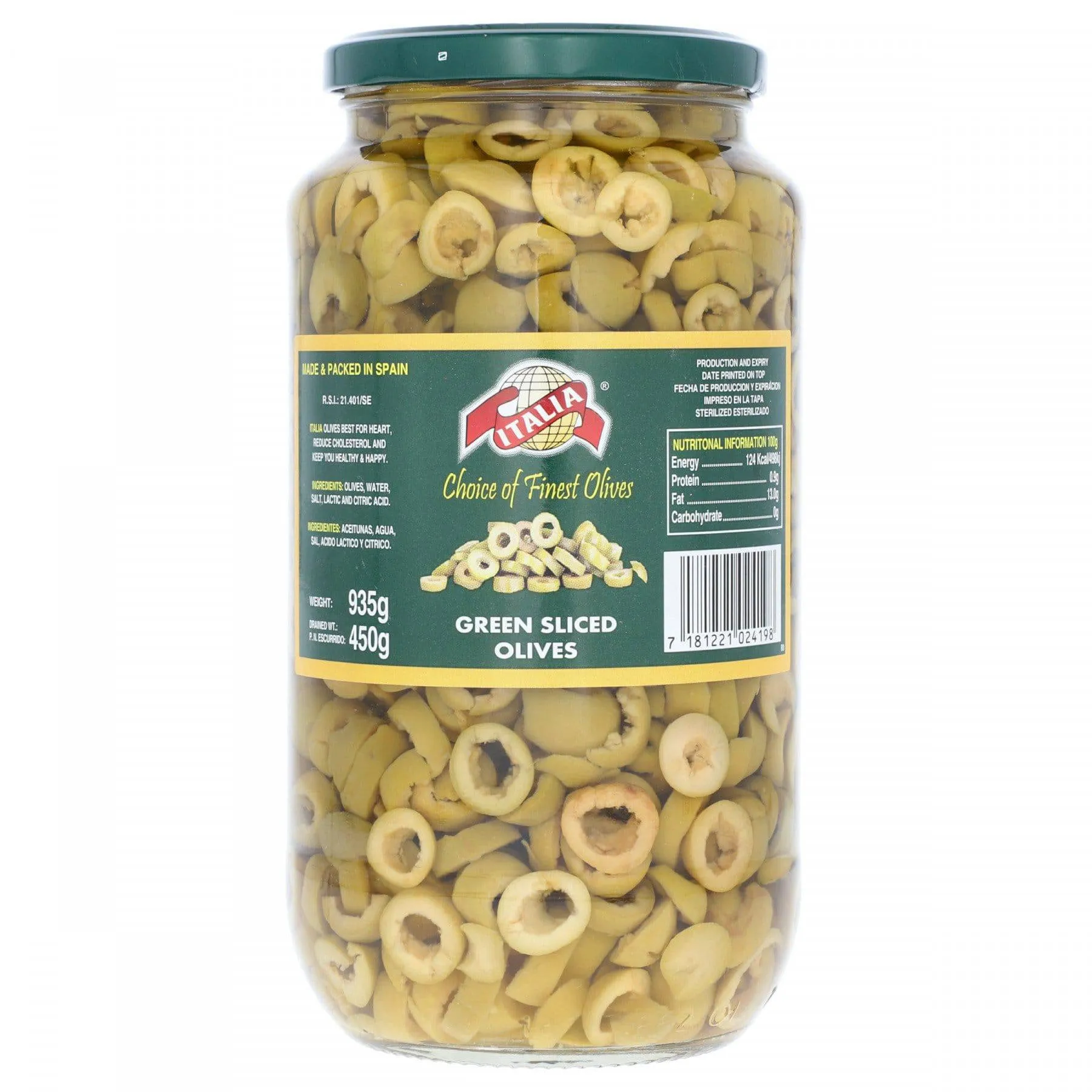 Italia Green Sliced Olives 935G