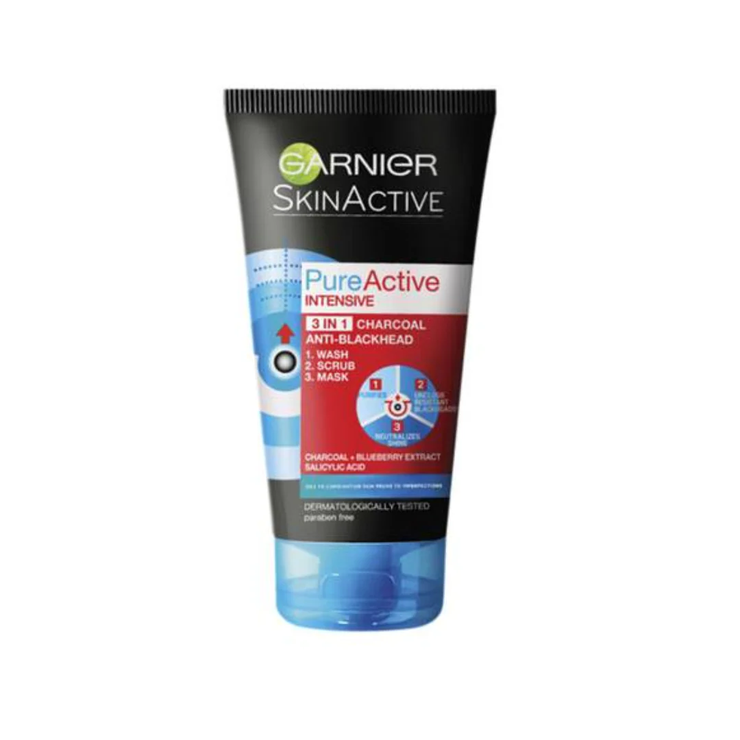 Garnier Face Wash Pure Active 3In1 Charcoal Pk 50ML