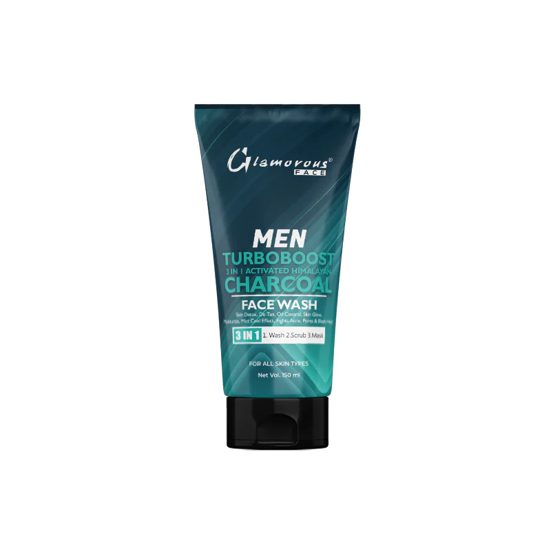 Glamorous Face Wash 10035 Men Turbo Boost 3IN1 Activated Characoal 150ML