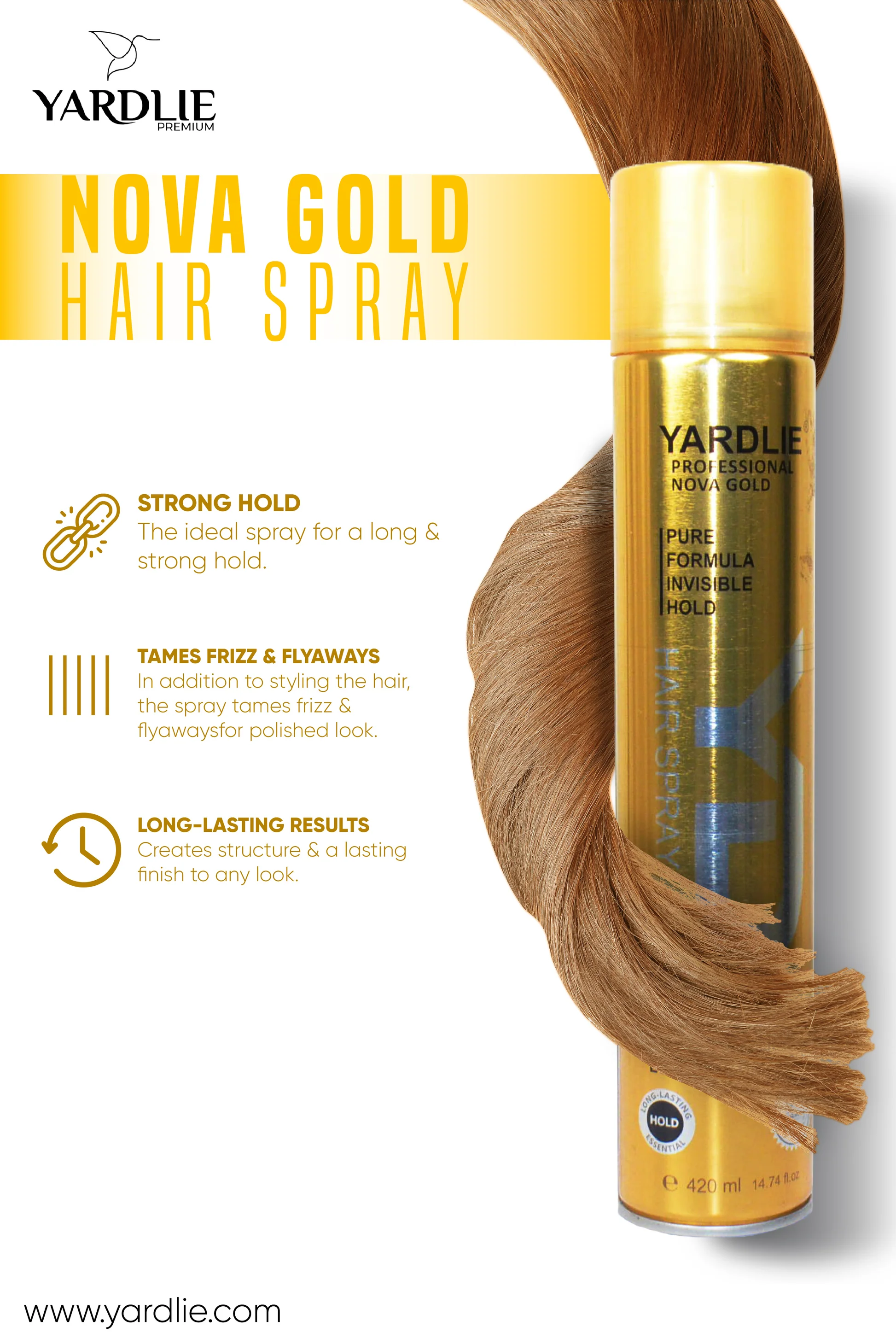 Yardlie Hair Spray Gold 420ML