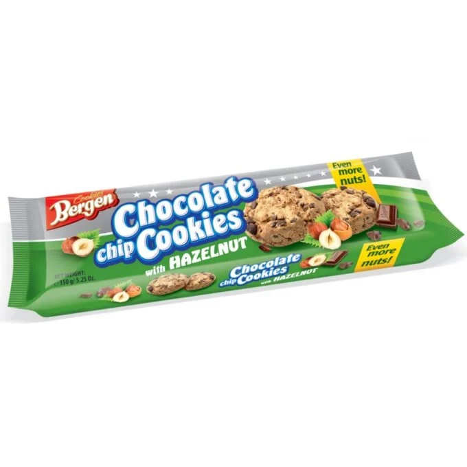 BERGEN COOKIES CHOCOLATE CHIP NUTS GREEN 150G