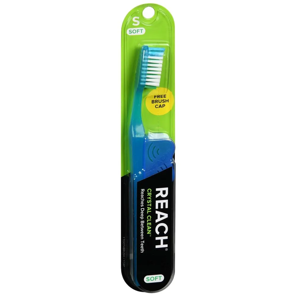 Reach Toothbrush Crystal Clean Soft Free Brush Cap