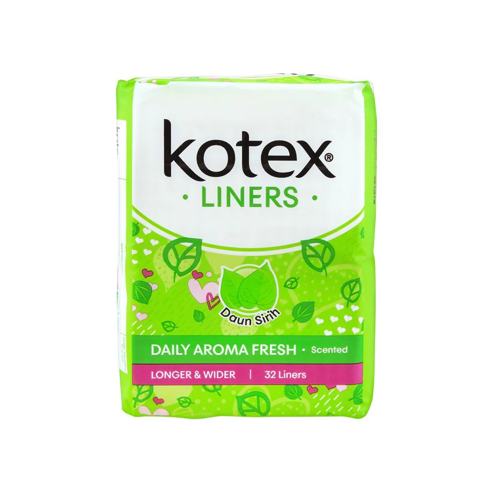 Kotex Ladies Pads Liners Daily Aroma Fresh Daun Sirih Longer And Wider 32PCS