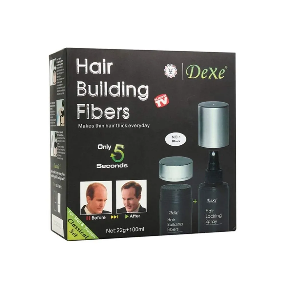 Dexe Hair Building Fiber Kit Hair Fiber Dark Brown 22G+Hair Locking Spray 100ML